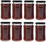 Glass round pickle jar (500ml), microsafe, red plastic airtight cap, ideal for Ghee and liquids, made in India