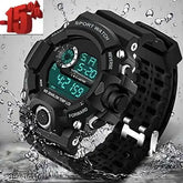 Black Quartz Digital Watch: High-quality PU Strap, Fashionable Sporty Style for Boys