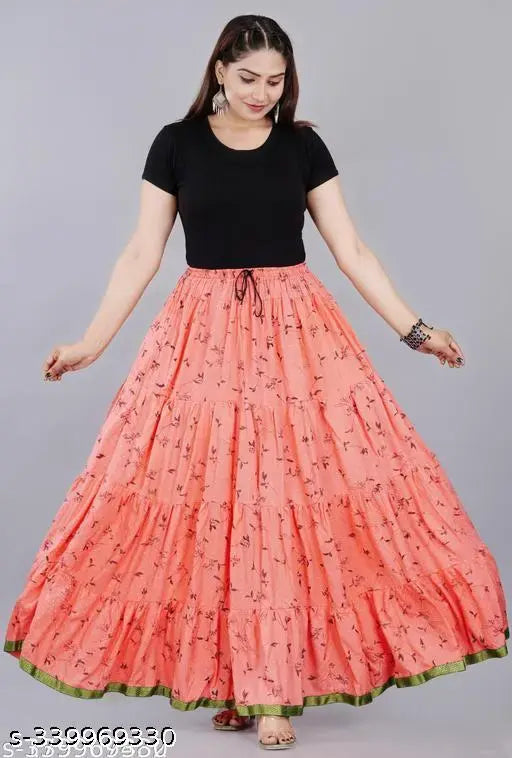 Printed cotton skirt for women & girls, attractive design, multiple sizes available from M to XXXL