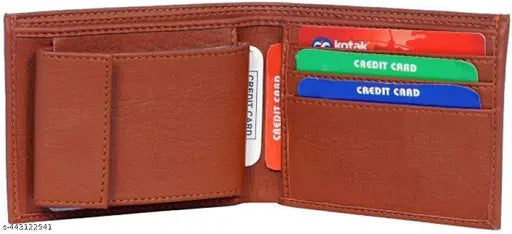 Leather men's wallet collection, solid net design, free size (11cm x 9cm), India-made accessory