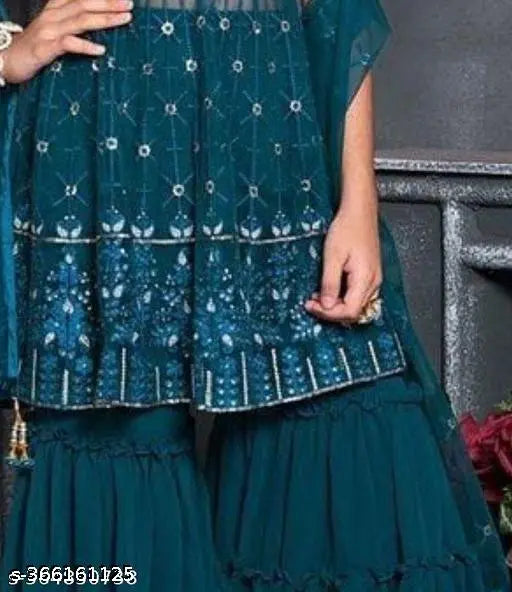 Georgette sharara splendor kurti in vibrant colors for kids, 3-15 years