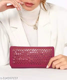 Gold PU Pink Purse, Textured Net Design, 3 Compartments, Indian Made