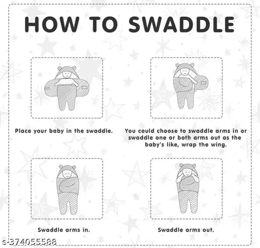 Sky Blue Ruhi Baby Blanket, polyester typography embroidery, newborn security wearable wrapper for 0-6 months