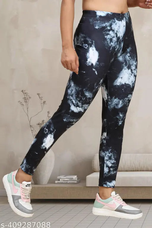Multicolor printed net Lycra jeggings for women's fitness, comfortable waist, imported from India