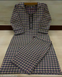 Woolen kurti set for women and girls in checked pattern, three-quarter sleeves, includes palazzo bottomwear