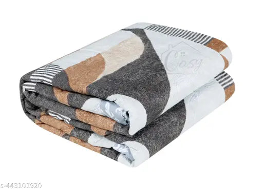 Cotton 3-layered microfiber AC blanket, soft reversible printed double bed quilt (220 GSM), all seasons, Dohar India