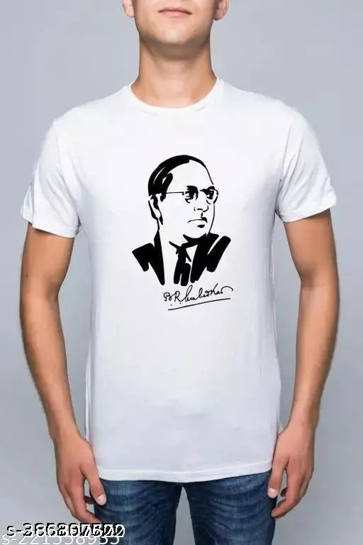 Blue polyester short-sleeved Jay Bhim T shirt 8, printed design on front