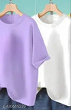 Cotton blend oversized baggy loose fit t-shirt combo by Skyct, 2 pack, solid color, long sleeves - women's sizes XS to XXXL (India)