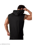 Men's black polyester sleeveless gym vest with 'write my own story' print, M - XXL sizes available