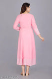Beautiful pink rayon anarkali kurti with three-quarter sleeves, perfect for daily and office wear, India origin