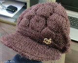 Grey woolen skull cap with fur interior, warm and cozy beanie hat for girls and women