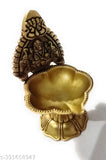 Brass Gajlaxmi Deepak, 100gm ornate Indian temple decorative diya with dimensions 6cm x 10cm x 5cm