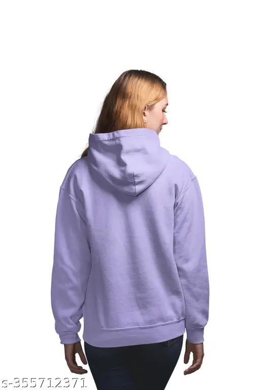 Lavender cotton hoodie with Broke Memers Ooooo (Shinchan) print for women, pullover style with kangaroo pocket and adjustable hood