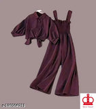 Classical crepe sleeveless jumpsuit with shirt combo for women and girls, India-made unique fashion style