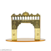Golden Shining Khatu Shyam ji toran dwaar, Indian decorative mini temple for home & car dashboard