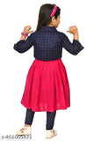 Pink rayon girls' festive wedding dress with 3/4 sleeve, intricately designed for tradition-meets-modern style