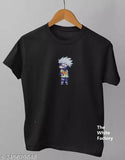 Cotton Men's Chibi Kakashi printed short-sleeve t-shirt. Chibi anime character design on Indian-made apparel." (109 characters)