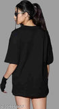 Women's latest printed oversize polycotton t-shirt, round neck, loose fit - Indian made casual wear