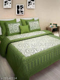 Gangor Green & Trendy Cotton Bedsheets Set, 2 Queen Flat Sheets with 4 Pillow Covers, Summer Perfect