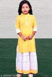 Rayon A-line printed kurti set with three-quarter sleeves, available in multiple vibrant colors for girls aged 2-5 years, Indian origin
