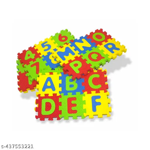 Vibrant, non-toxic EVA foam alphabet & number floor mat set (36 pieces, 3.25x3.25) for kids above 2 years, made in India
