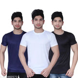 Indian-origin men's nylon half sleeves solid t-shirt