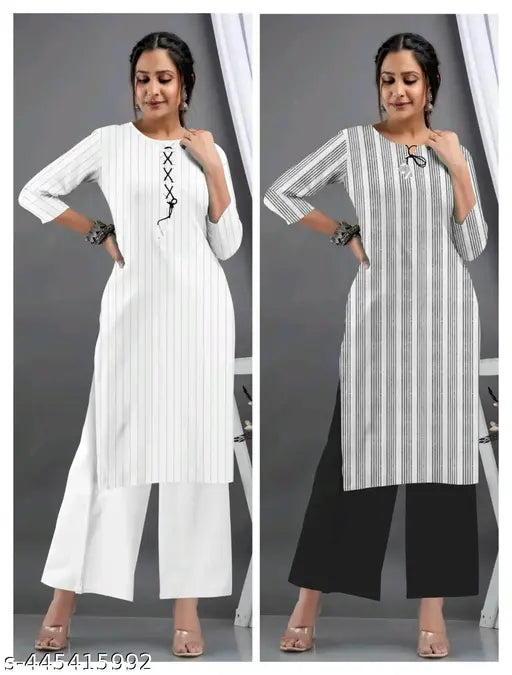 Cotton striped kurti-palazzo set, pure cotton, affordable and comfortable for women and girls. Indian design, lightweight, and stylish