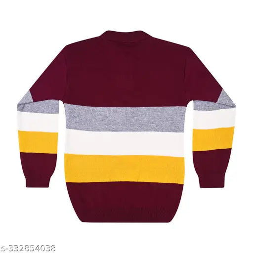 Modern woolen sweater for kids, unisex style with long sleeves and printed net pattern. Perfect for winter wear and #KidsFashion. Sizes: 2-3 Years, 3-4 Years, 4-5 Years, etc. Made in India