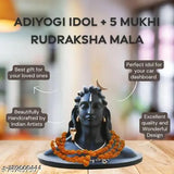 Brass Adi Shankara Miniature Adiyogi Shiva Meditating Mahadev Triple Tilak Statue for gifting, home decor or car dashboard, 10cm x 10cm x 10cm