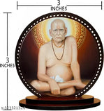 Wooden Matte Finish Swami Samarth Dashboard Idol, Indian-made car decor showpiece, 3x3.2in x 3x9in dimensions
