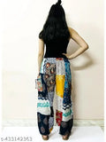 Multi-colored cotton harem pants for men and women, featuring a loose fit, elastic waist, patchwork design, and unique printed net pattern - Indian made