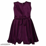 Indian-made solid sleeveless satin frock for girl, embroidered net pattern, 3-4 years size