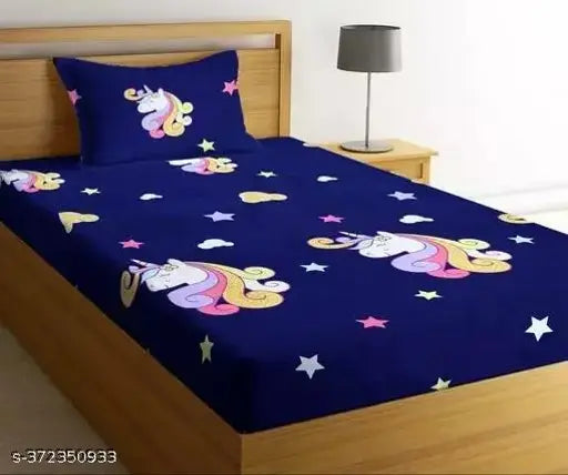 Premium microfiber wrinkle-free single bed sheetset (60x90), cotton designer floral with 1 pillow cover (18x28), ideal for summer adult use, Indian origin