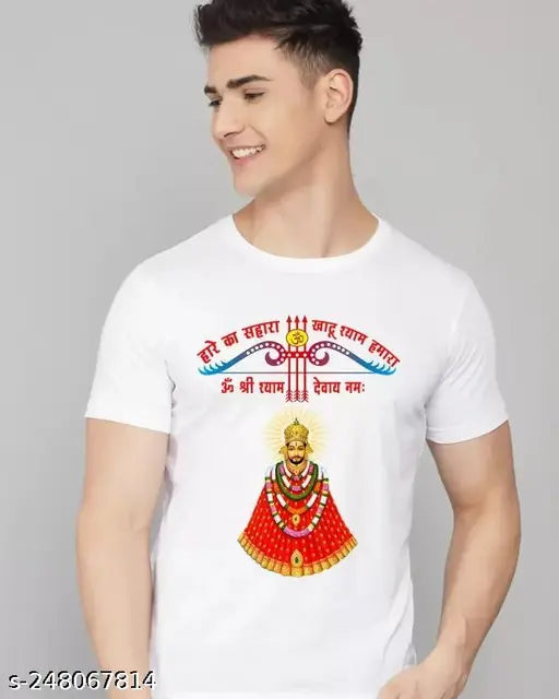 Trendy print polyester short sleeves t-shirt for men, made in India