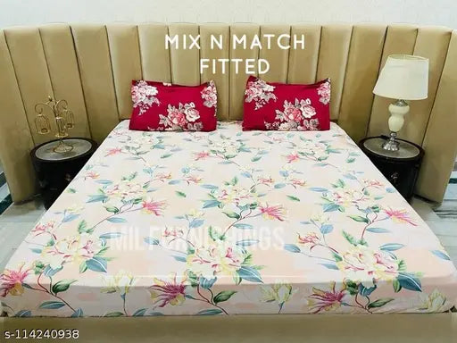 Glace cotton mix & match bedsheets, botanical print, superfine quality for summer adult use