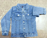 Solid denim classic jacket, good quality with long sleeves for kids aged 2-3 years, made in India