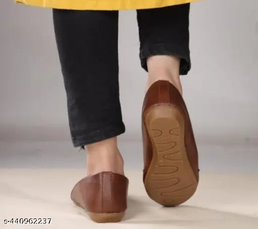 Synthetic leather Rahegas women's formal flats - solid pattern in various sizes (IND-4, IND-5, IND-6, IND-7, IND-8), made in India