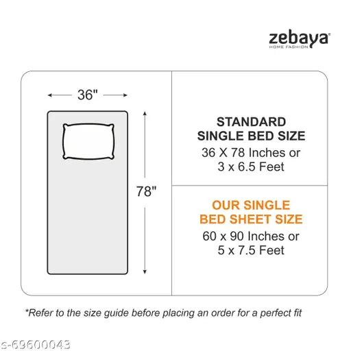 Zebaya Home pure cotton 200TC floral single bedsheet set (60x90 inch), includes pillow cover - luxurious summer sleep essential for adults