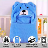 Blue wool hooded baby blanket, soft and lightweight for winter, OYO BABY brand