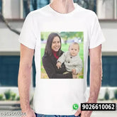 Cool Art White Polycotton Men's Half-Sleeve Round Neck T-Shirt with Print "Our 1 Photo" - Perfect for gifting on special occasions