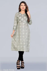 Winter capsule magic cotton kurti, single-size XXL (44in bust), three-quarter sleeves, printed pattern, cotton blend - India