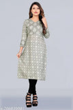 Three-quarter sleeve printed Magic Cotton Kurta, straight fit winter wear, cotton blend for cold seasons, XXL (bust 44in), made in India