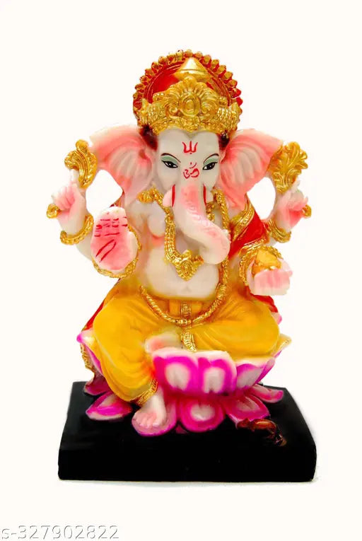 Poly Resin Ganesh Idol (8cm x 10cm x 14cm), Indian Ganesha Murti for Home