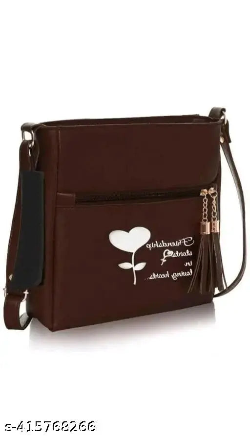 Brown PU compact shoulder crossbody bag, minimalist design with 3 compartments for women's everyday essentials