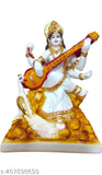 Marble Saraswati idol (4x6x3.5 inches), Indian handcrafted showpiece for Pooja Mandir or interior decor