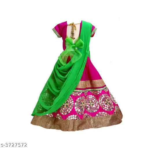Acrylic embroidered Lehenga Choli sets for kids, 0-12 months, Indian traditional wear