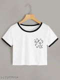 Cotton cropped t-shirt, printed design by Veroconric, short sleeves, size M (bust 38in)