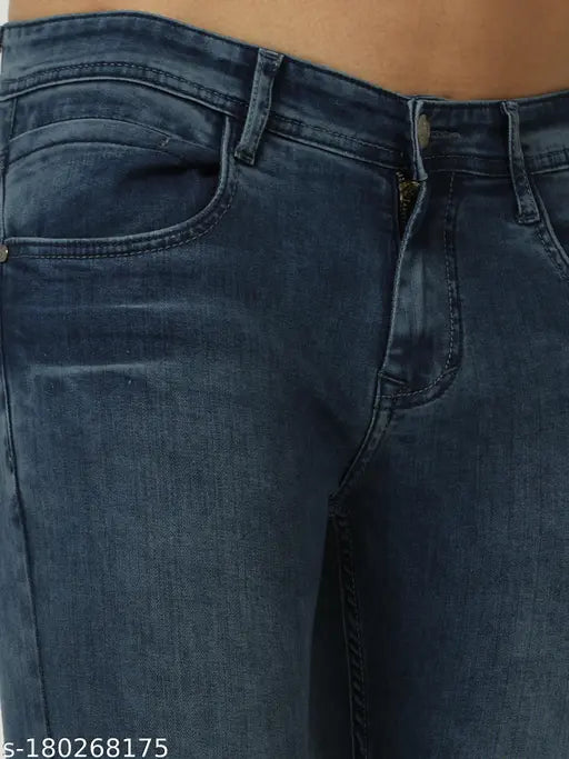 Stylish blue denim jeans by Bull Jeans, solid pattern, size 38 (waist 40in, length 45in)