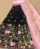 Embroidered dupion silk and net lehenga choli with embellished dupatta, free size, Indian new fashion design