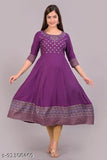 Rayon printed Anarkali Kurtis for women, three-quarter sleeves, soft and smooth fabric, Indian origin